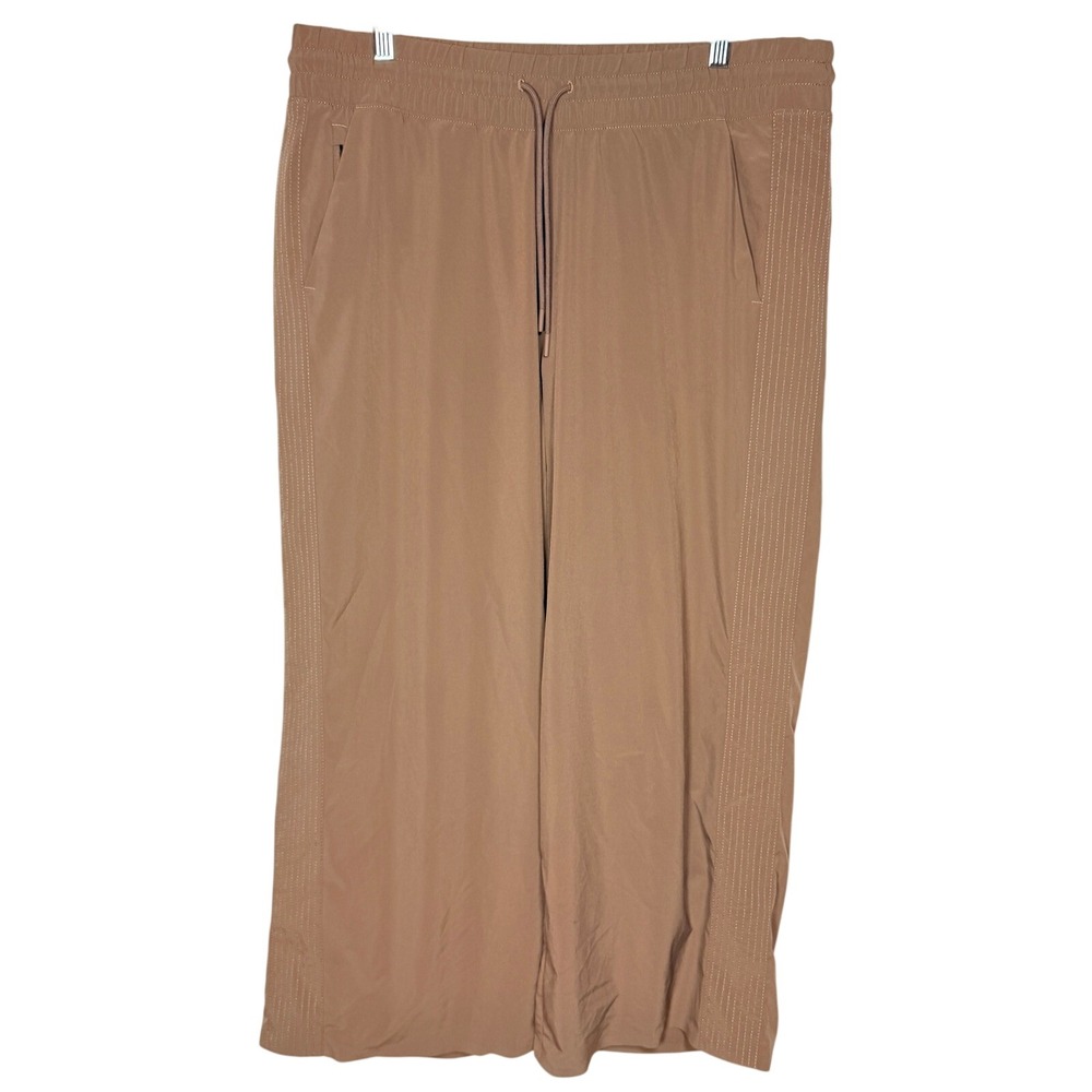 Athleta Women Brooklyn Wide Leg Pants 16 Brown Tan Solid Athleisure Travel